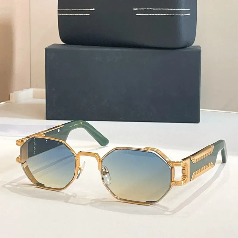 New Fashion Street Polygon Sunglasses Alloy Acetate for Men Women Classical High Quality UV400 Vintage Original Design with Case