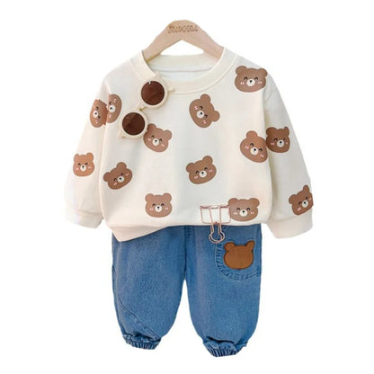 New Spring Autumn Baby Girl Clothes Children Boys Casual Cartoon T-Shirt Pants 2Pcs/Sets Toddler Sports Costume Kids Tracksuits