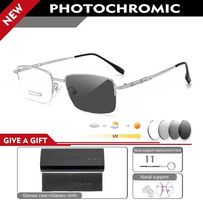Pure Titanium Business Men's Half-rim Reading Glasses Men Fashion Simple Design Anti-blue Light Prescription Glasses 1052