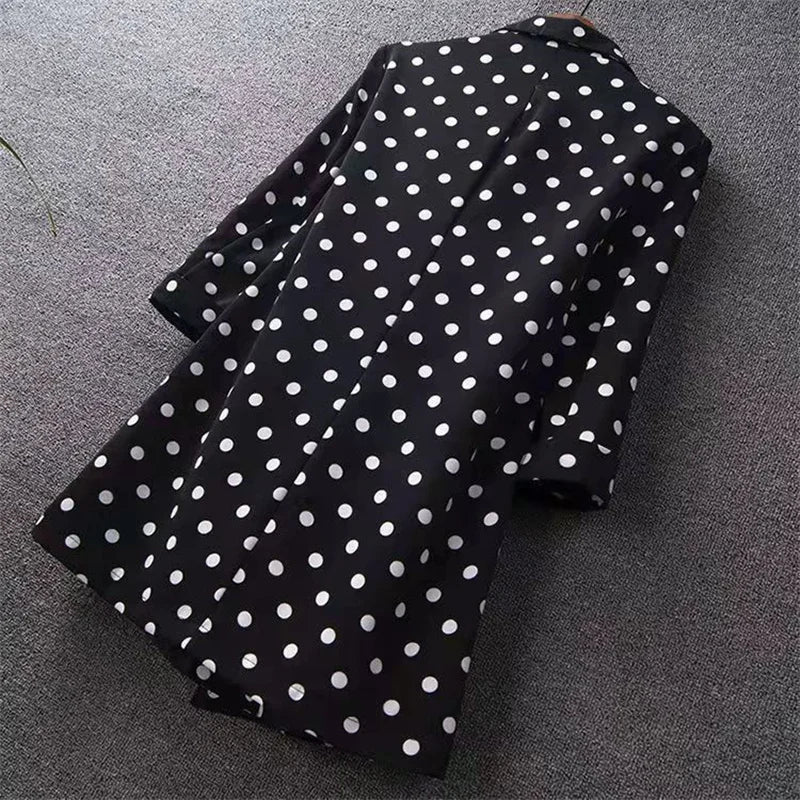 2022 New Summer Women Blazer Polka Dots Thin Jacket  Female Office Lady Suit Coat Professional Wear Casual Jackets Blazers 5XL