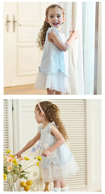 Girl's Summer Vest Mesh Dress Sweet Cute Children Sleeveless Princess Dress Fashion Cotton Party Outdoor DB2261316
