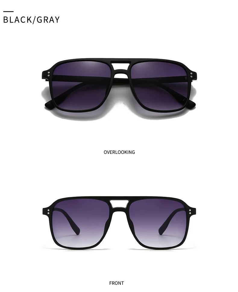 2026 Ins Retro Double Bridge Square Women Sunglasses Fashion Leopard Print Gradient Lenses Men Trend Gafas De Sol UV400