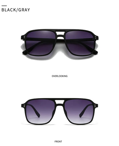 2026 Ins Retro Double Bridge Square Women Sunglasses Fashion Leopard Print Gradient Lenses Men Trend Gafas De Sol UV400