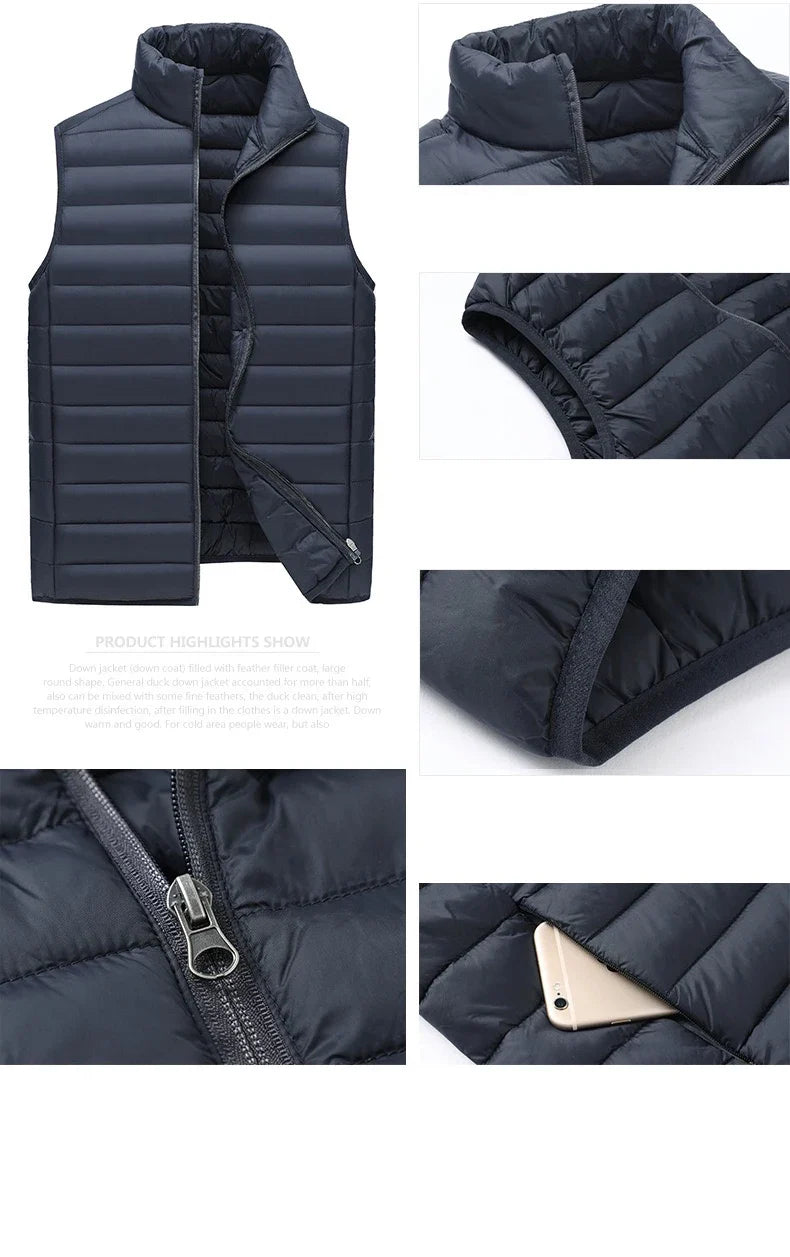 Europe Spring Autumn Embroidery Men Women With Zipper Sleeveless Vest Front Going Out Light Thin Hooded Down Long sleeves Jacket