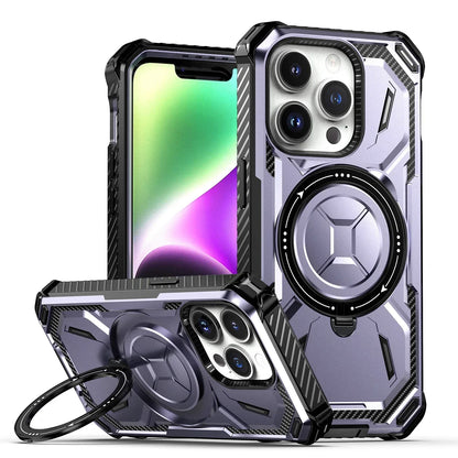 Wireless Charge Magnetic Phone Case for Magsafe iPhone 16 15 13 14 12 11 Pro Max Plus Cases Rotation Stand Shockproof Hard Cover