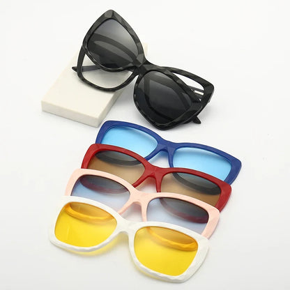 Cycling Polarized Sunglasses 6 In 1 Sets TR90 Anti-Glare Men Magnet Sunshade High Quality Colorful Clip On Sun Glasses UV400