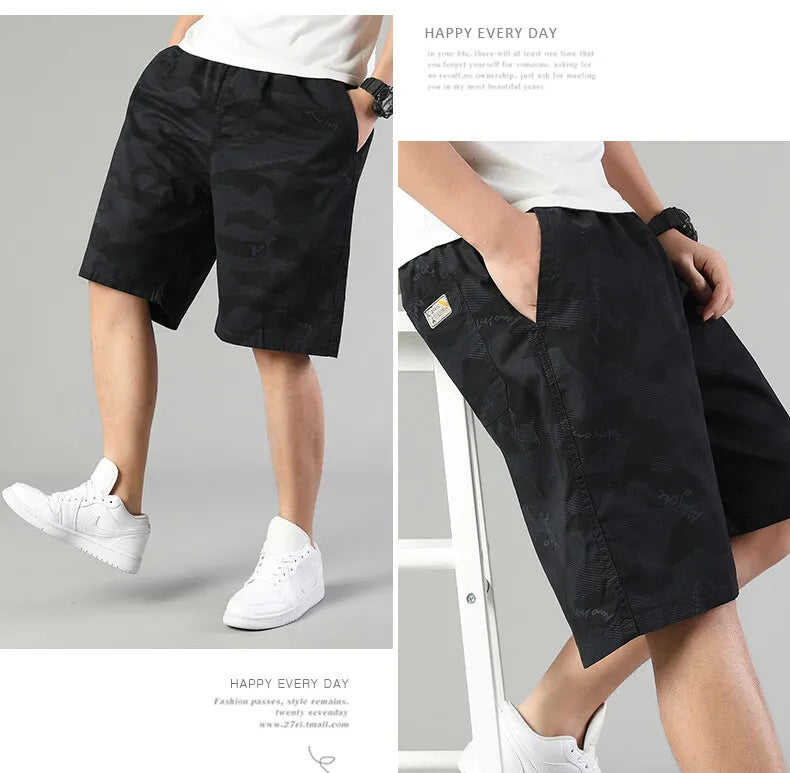 Men's Sweat Shorts Relaxed Fit Mens Cargo Shorts Casual Camo Shorts Drawstring Cotton Shorts Stretch Elastic Waist