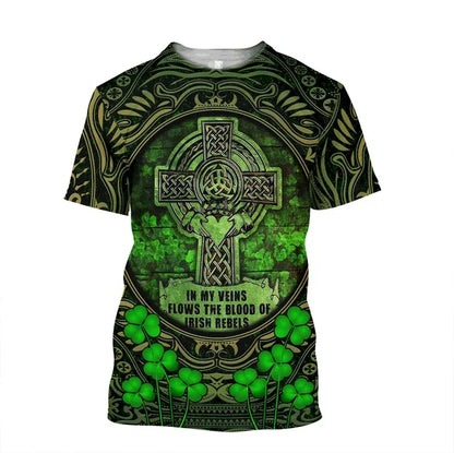 2023 Summer New Printed Irish Celtic Men's and Women's T-shirt, Custom Name Short Sleeve Unisex Shirt, Harajuku Large Casual Sty