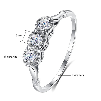 3 Stone Rings For Woman 3mm D Color Moissanite With Certificate 100% 925 Sterling Silver Luxury Designer Engagament Jewelry Sale