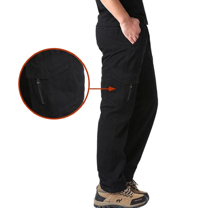 Plus Size Men's Cargo Pants Casual Loose Multi Pocket High Quality Cotton Pants Long Trousers Mens Jogger Pants 5XL 6XL