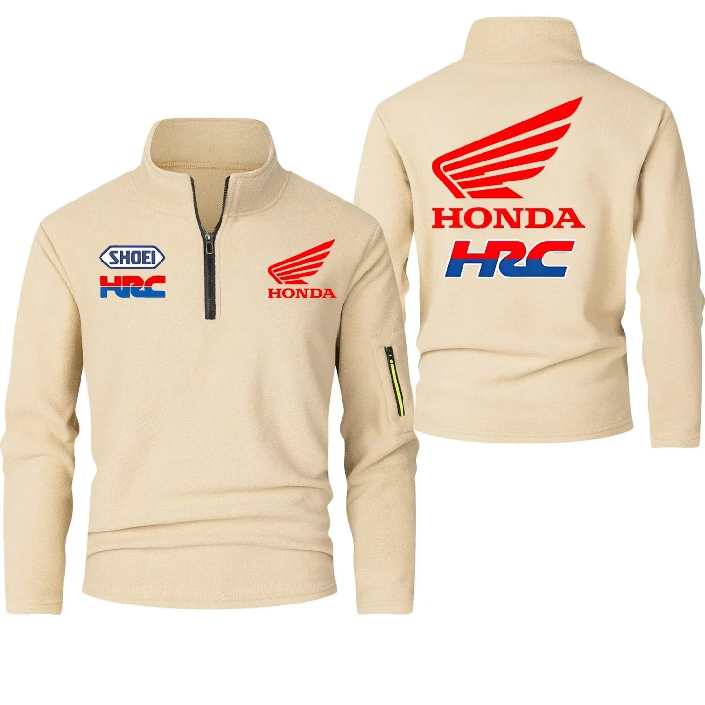 2025 Honda HRC Logo Autumn and Winter Fashion Stand-up Collar Half-zip Long-sleeved Sports Shirt Thickened Men's Casual Tops