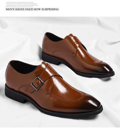 Buckle Designer Big Size Dress Shoes for Men Spring Autumn Solid Color Cow Leather Shoes Male Fashion Business Casual Shoe Man
