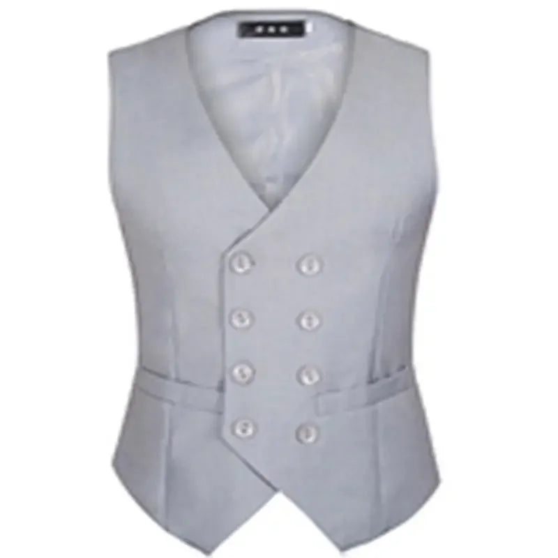 Black Mens Suit Vest Professional Men's Double Breasted Casual Vest Seasonal Men's Wedding Groomsman Suit Top Gray Vest jacket