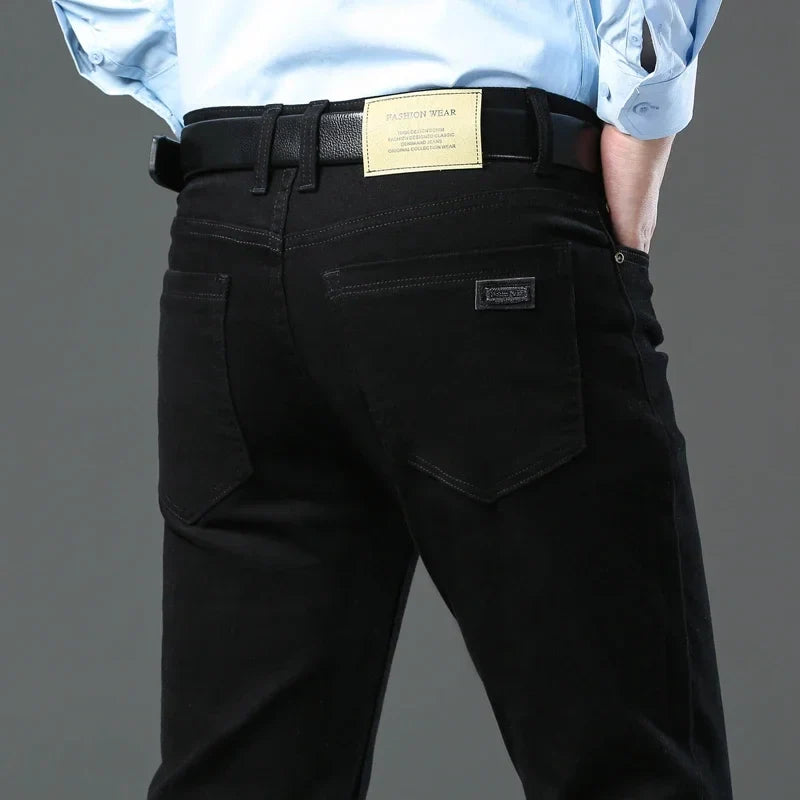 2025 Spring Autumn New Men's Clothing Slim Jeans Fashion Brown Business Casual Stretch Denim Pants Male Brand Trousers 28-44
