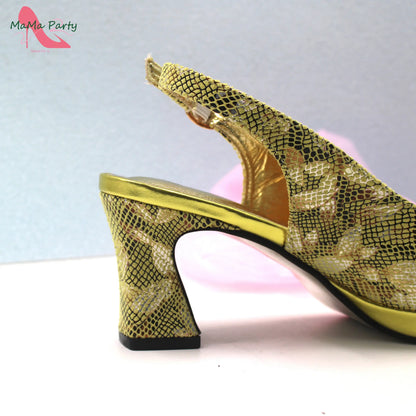 Special Design New Coming INS Hot Sale African Women Shoes and Bag Set in Pink Color with Shinning Crystal for Party
