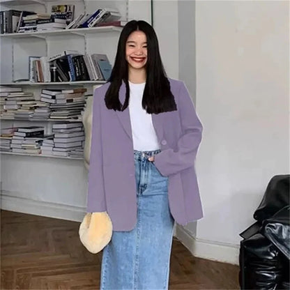 2025 Back Slit Design Blazer Coats Women Casual Fashion Loose Korean Jackets Streetwear Chic Long Sleeve All Match New Suit Tops