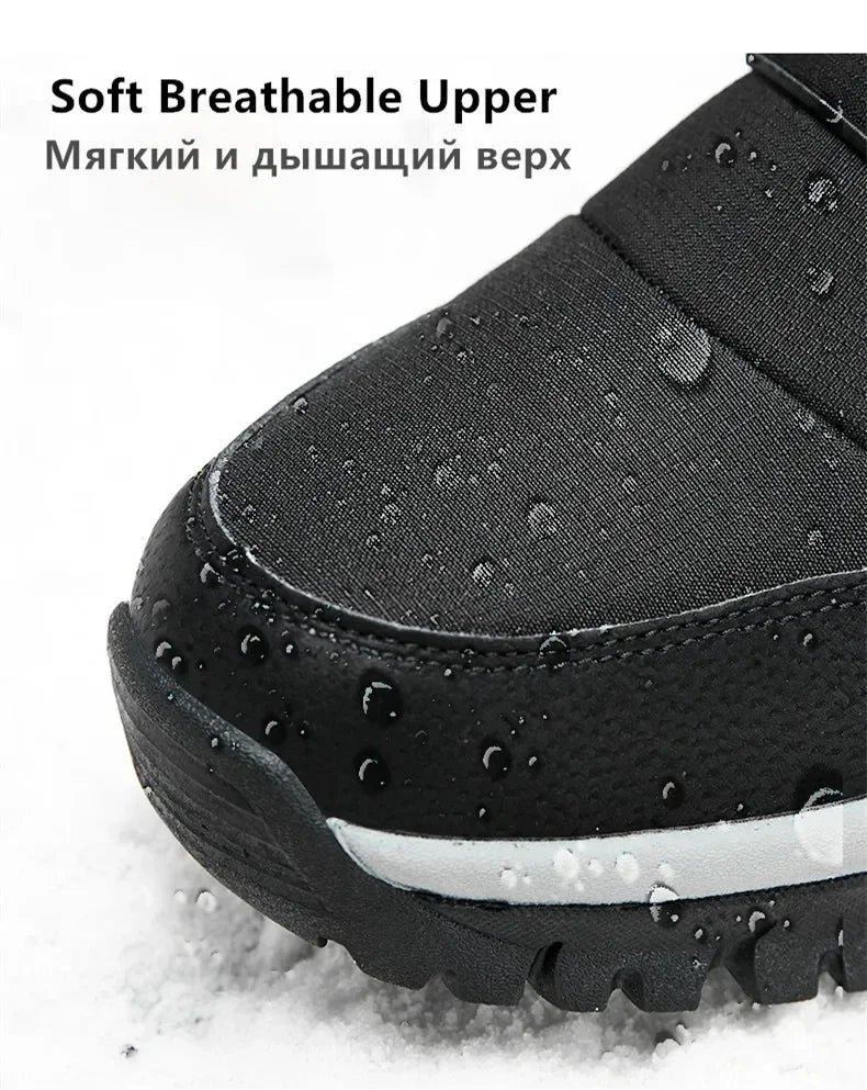 New Warm Men Plush Snow Boots High Top Winter Men's Boots Waterproof Winter Motorcycle Boots Outdoor Anti-Slip Men Hiking Boots
