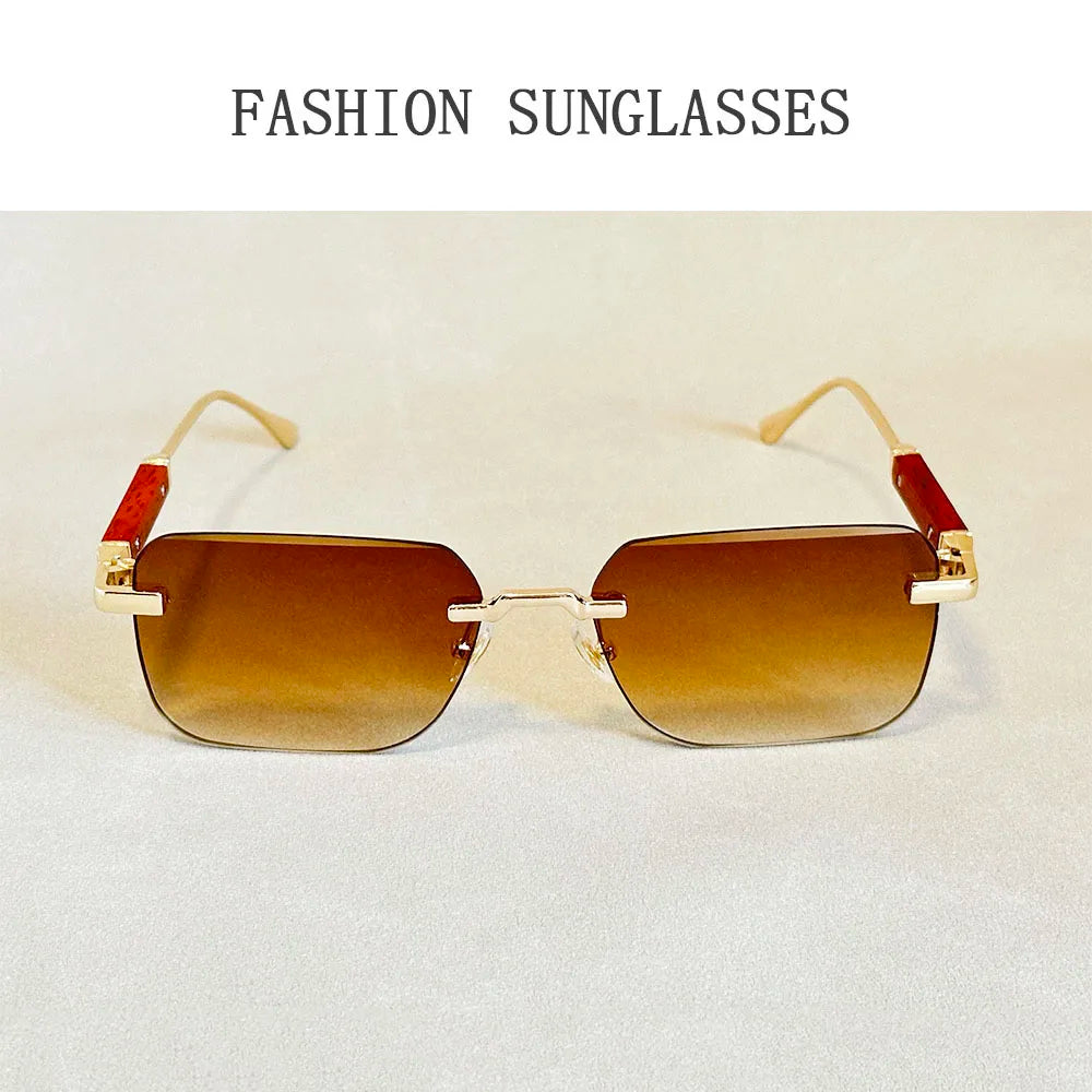 Vintage Square Sunglasses For Men Rimless Sunglasses Women Trendy Retro Fashion Glasses Gafas De Sol Hombre Lunette Soleil Femme