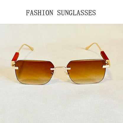 Vintage Square Sunglasses For Men Rimless Sunglasses Women Trendy Retro Fashion Glasses Gafas De Sol Hombre Lunette Soleil Femme