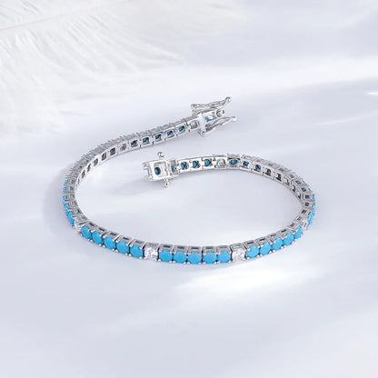 Fine Jewelry 3mm Montana Blue/Emerald Green/Ruby Red/Turquoise/Black Cubic zircon 925 Silver Tennis Bracelet