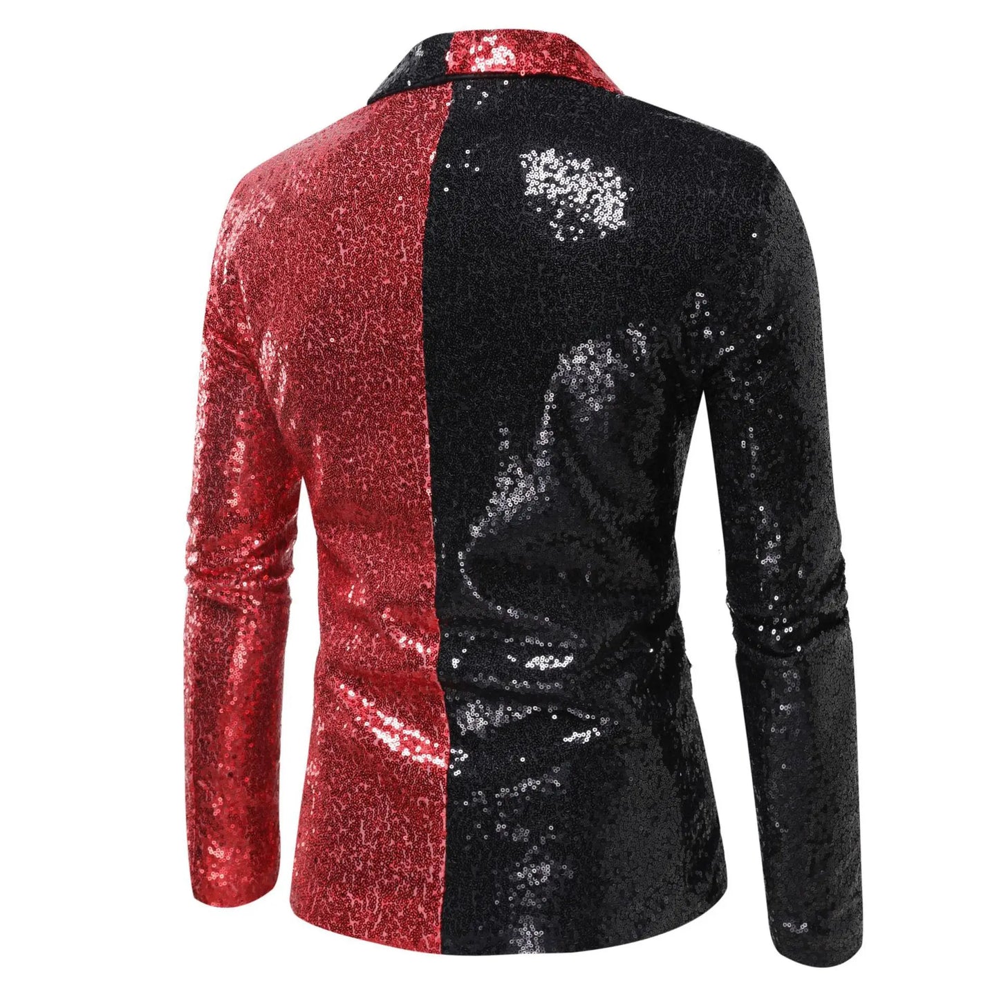 2026 Men's Suit Jacket, Shiny Sequin Stage Performance Coat, White Silver Blue Red Purple Blazers V-neck Single Button S-XXL