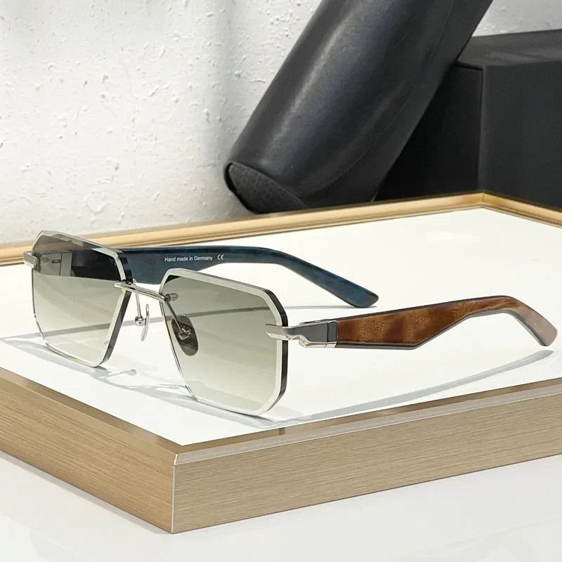 Germany Design Rimless Sunglasses for Men Women Big Square Alloy Acetate High Quality Irregular Classical Vintage UV400 Glasses