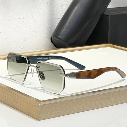 Germany Design Rimless Sunglasses for Men Women Big Square Alloy Acetate High Quality Irregular Classical Vintage UV400 Glasses