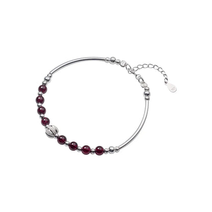 Natural Garnet Little Balls Sterling Silver 925 Bracelet for Women Link Chain Bracelet Ethnic Style Original Fine Jewelry