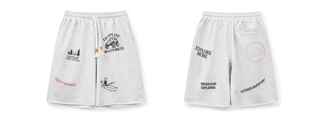 Summer Men's Shorts Retro Print Loose Sport Shorts Elastic Waist Casual Shorts American Knitted Knee-Length Short