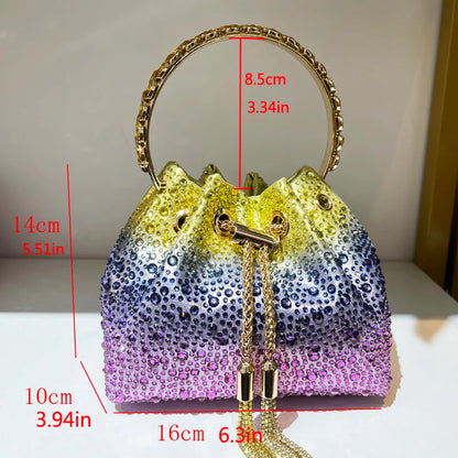 Handle Rhinestones Evening clutch Bag Purses and handbag luxury Designer shoulder bag Shiny Crystal Clutch purse bucket bag
