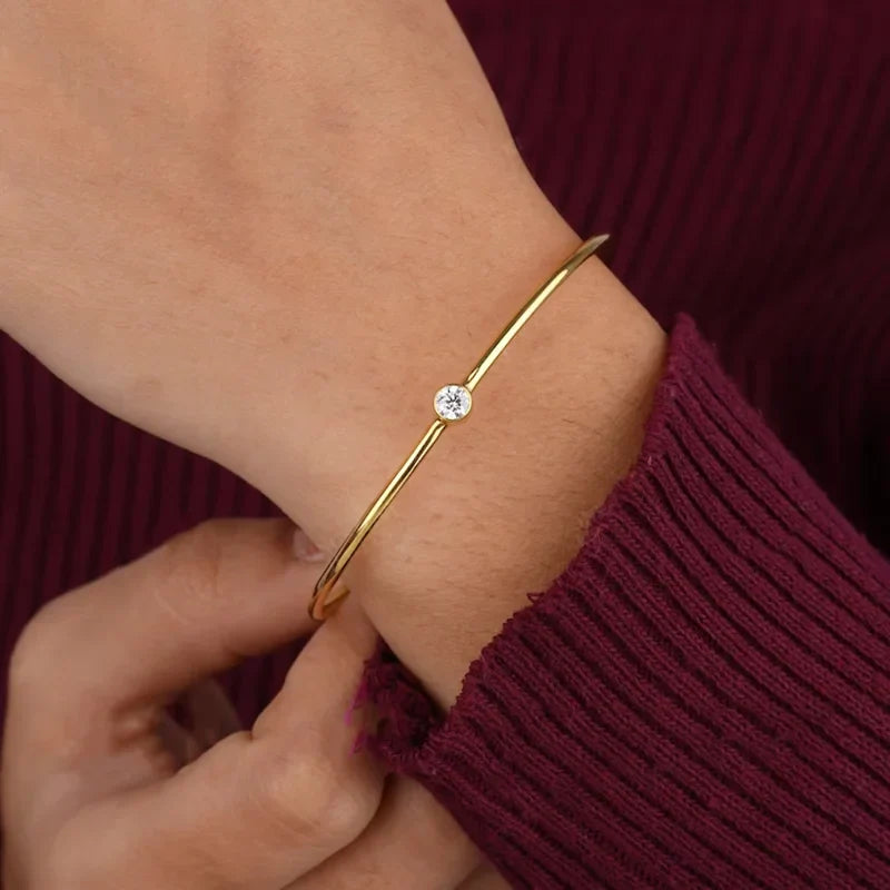 0.5Carat D Moissanite Bangle Bracelet Sterling Silver 925 Charms Fine Jewelry for Women Classic Valentine's Day Birthday Gift