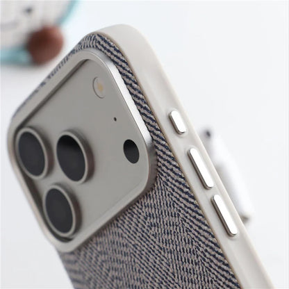 Luxury Tech Woven Canvas Magnetic Case for iphone 16Pro 17Pro 17 15 17Pro Max For Magsafe Original Wireless Charging Matte Cover