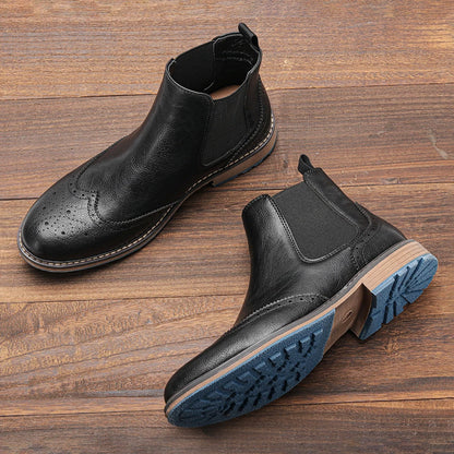 Size 7-13 Brogue Chelsea Men Boots Classical American Style Leather Boots