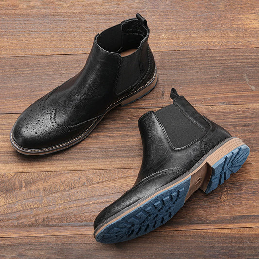 Size 7-13 Brogue Chelsea Men Boots Classical American Style Leather Boots