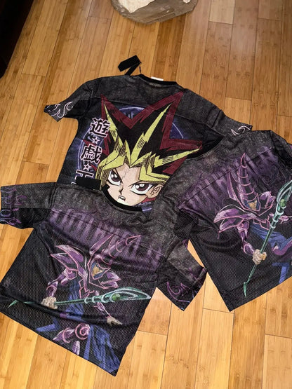 New  Big T-shirt Xia Xin American Joint Yu-gi-wang Super Jogger Street Gym Sports Loose Holes Casual Couple Trend Short Sleeves