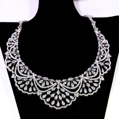 NEW Trendy 2PCS Necklace For Women Luxury Wedding Cubic Zircon CZ African Dubai Bridal Jewelry Set