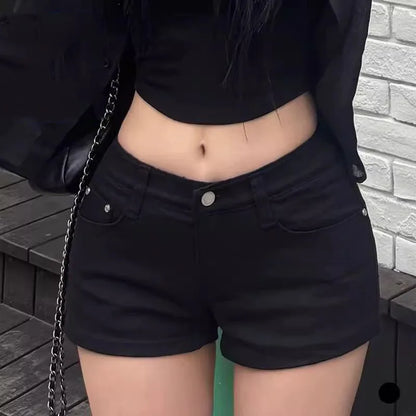 Summer White Shorts for Women Korean Simple Slim Skinny High Eleatic Denim Shorts Woman Basic All-Match Casual Jeans Short Pants