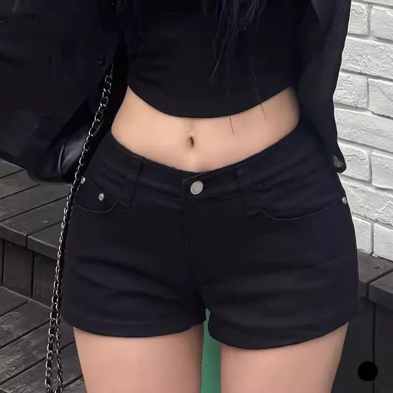 Summer White Shorts for Women Korean Simple Slim Skinny High Eleatic Denim Shorts Woman Basic All-Match Casual Jeans Short Pants