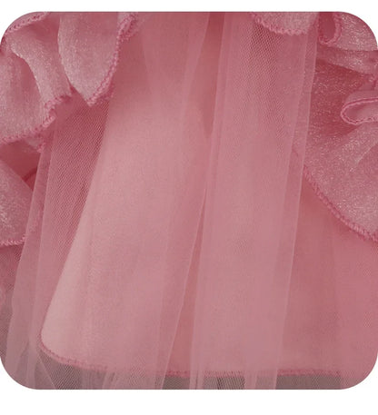Fashion Flower Girl Dresses for Weddings Lace Mesh Sleeveless Pageant Princess Ball Gown Summer Kids Birthday Dress 1-7 Years
