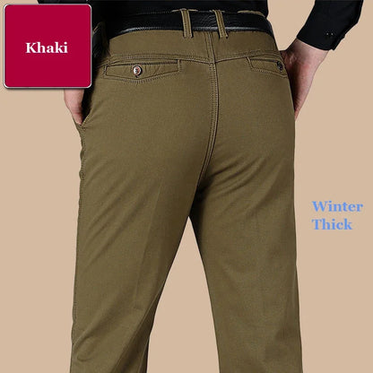 New Arrival 100% Cotton Summer Autumn Men's Casual Pants Fashion Solid Black Beige Gentle Thicken Trousers Brand Smart Suit Pant