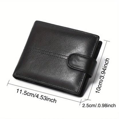 Portefeuille Homme en Cuir Véritable, Brossage Antivol Rfid, Anti-Magnétique, Porte-Monnaie Court, Grande Capacité, Portefeuille à Boucle Multi-Fentes