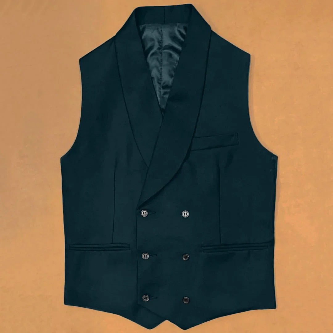 Men Vest Black With Lapel Double Button Waistcoat For Wedding Birthday Banquet Party Business Work Daily Casual Men Suit Vest