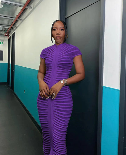 Sexy Bodycon Long Dress Women 2025 Summer Slim Fashion Short Sleeve Bandage Maxi Party Dresses Woman Skirt Elegant Vestidos