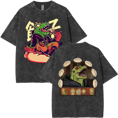 Anime Dorohedoro Kaiman Washed T-Shirt Men's Women Clothing Hip Hop Gothic Y2k T-Shirt Oversized Short Sleeve Cotton Tees Tops