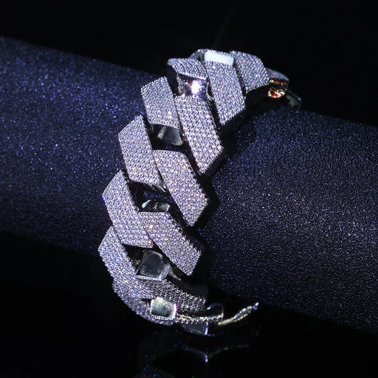 Bracelet homme maille cubaine plaqué or Bling Miami cubaine serti de diamants pour homme 25 MM Bijoux Hip Hop glacés