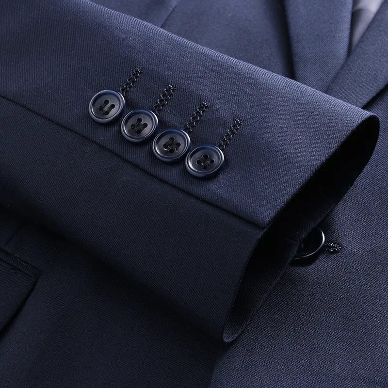 17 Colors Men Fashion Double Breasted Suit Jacket Korean Classic Solid Color Formal Business Office Slim Casual Wedding Blazers