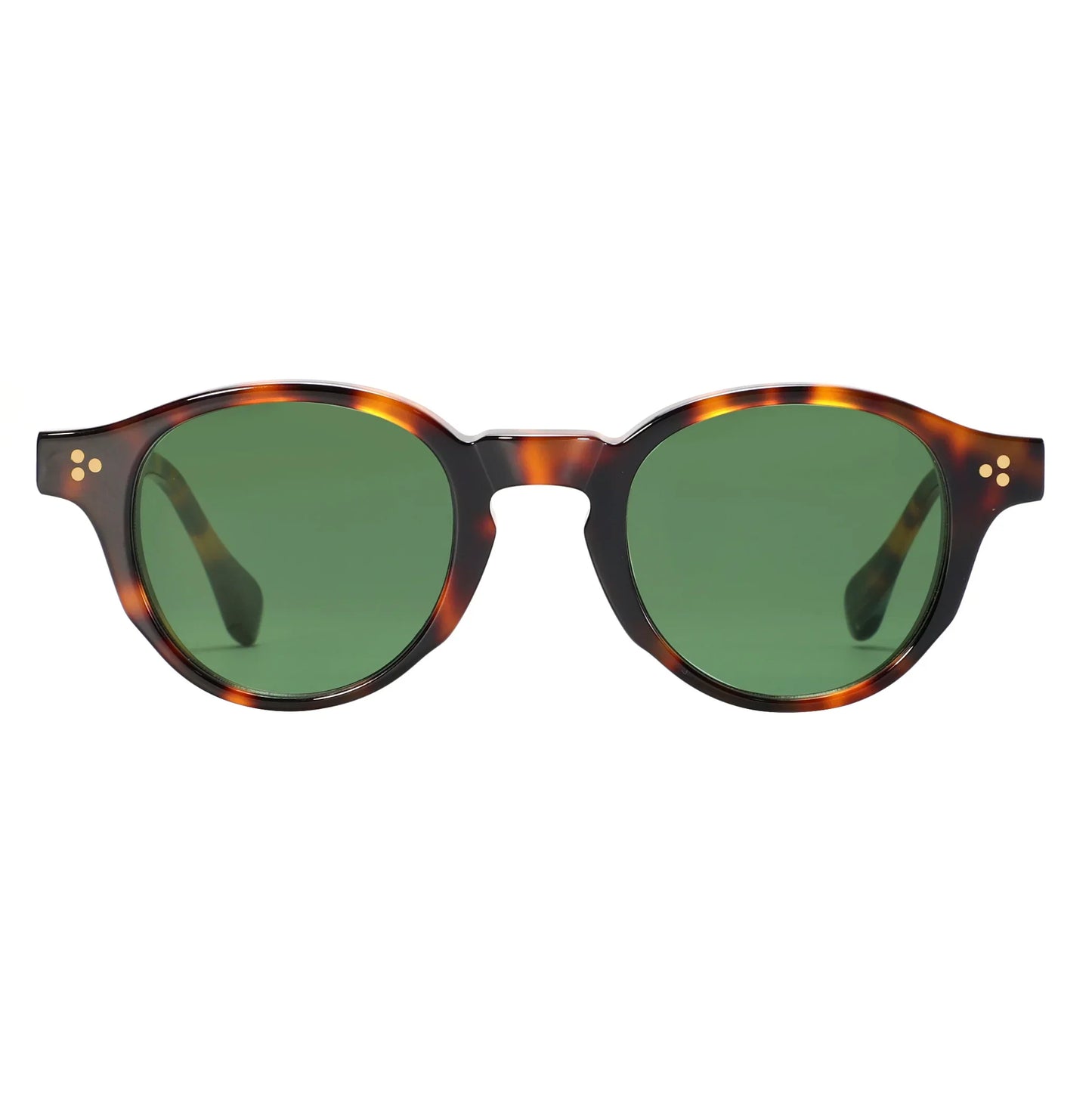 Vintage Tortoiseshell Acetate Sunglasses Men Women Retro Round Frame UV400 Protection Classic Rivet Design Sun Glasses