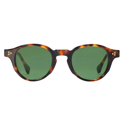 Vintage Tortoiseshell Acetate Sunglasses Men Women Retro Round Frame UV400 Protection Classic Rivet Design Sun Glasses