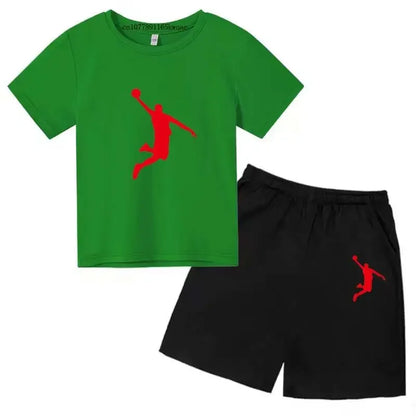 Basketball Idol Print Kids Summer Casual 2pcs T-shirts+Pants Sports Suits 3-13 Years Boys Girls Leisure Outfits Children Clothes