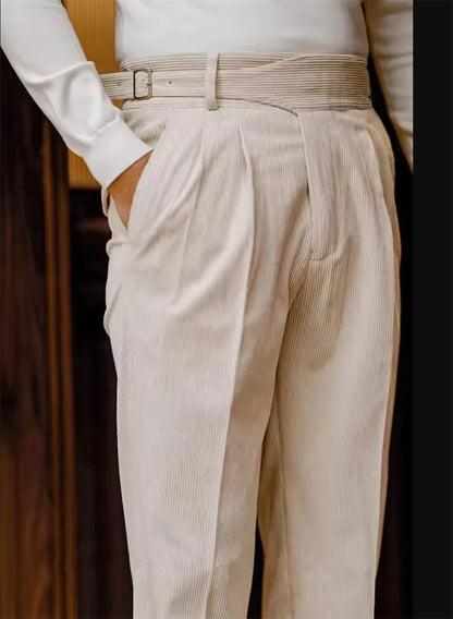 Corduroy Men's Pants Cotton Solid Color Slim fit Winter Suit Pants Men's Suit Pants Tall Autumn Office Trousers
